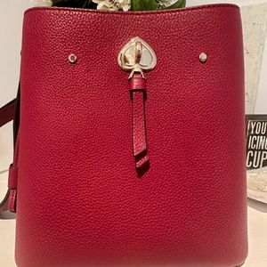 Kate Spade marti pebbled leather small bucket bag + wallet - Blackberry (593)